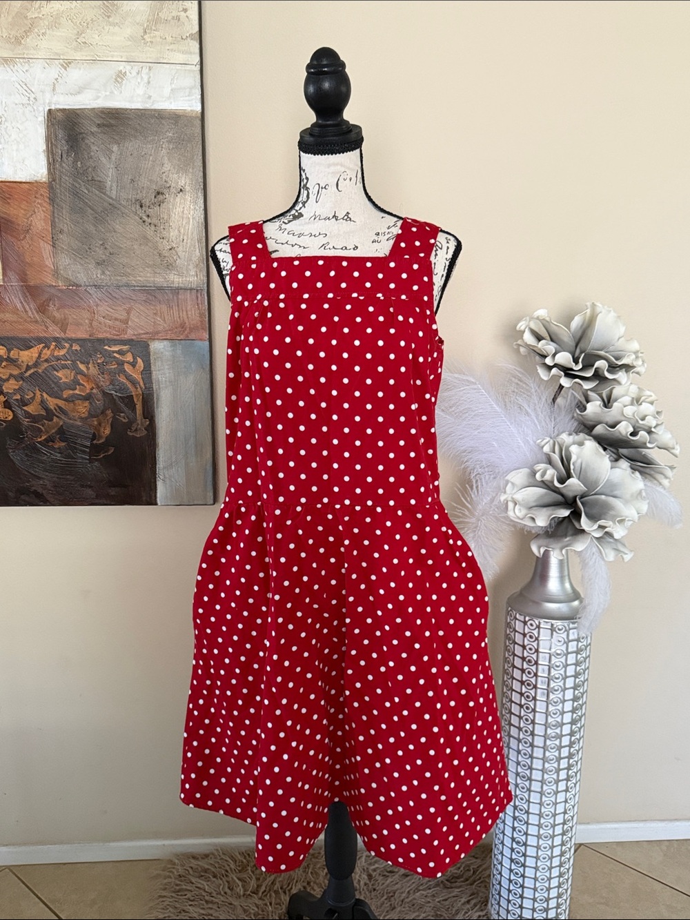 New Look Red Polka Dot Midi Dress